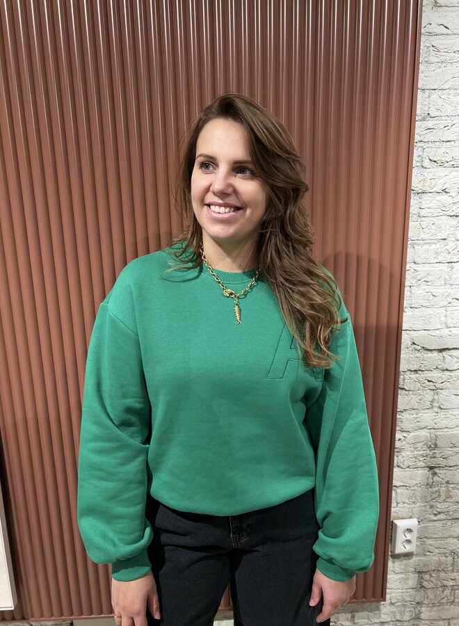 Embroidered A sweater | Bright green