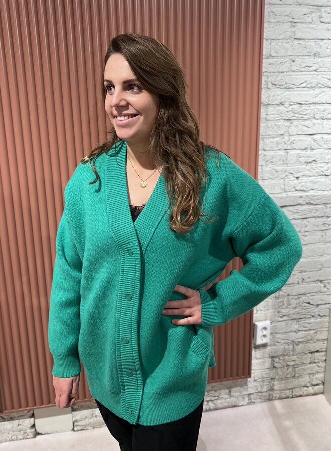 Heavy cardigan | Bright green