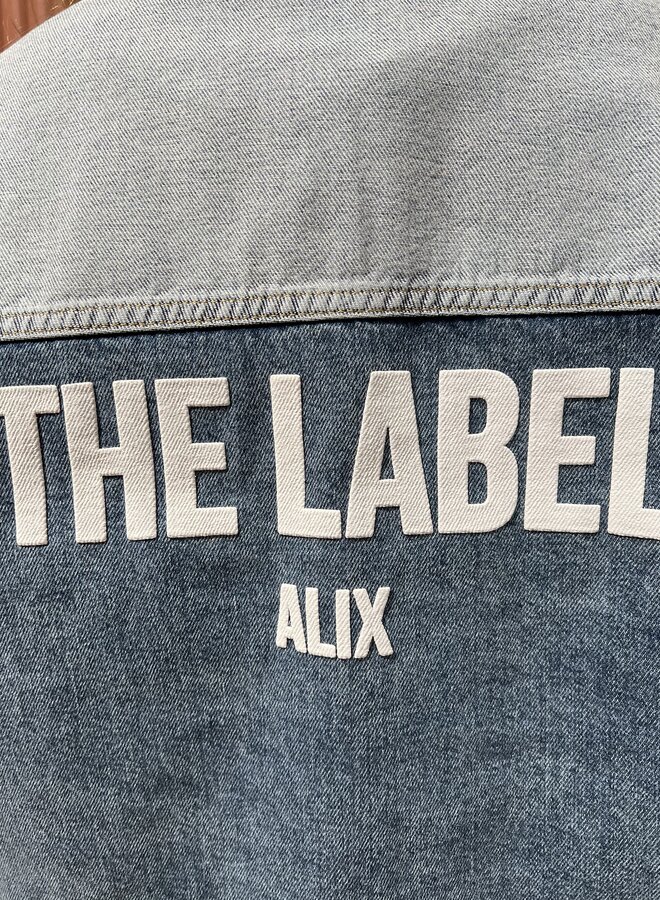 Mix denim blouse | Light blue denim