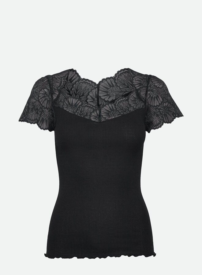 Beatha Silk Capsleeve T-Shirt | Black