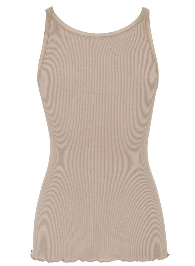 Belle Silk U-Neck Strap Elastic Top | Cacao