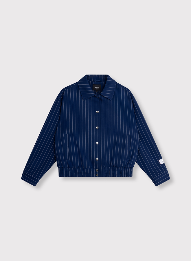 Clean Striped Bomber | Night Blue