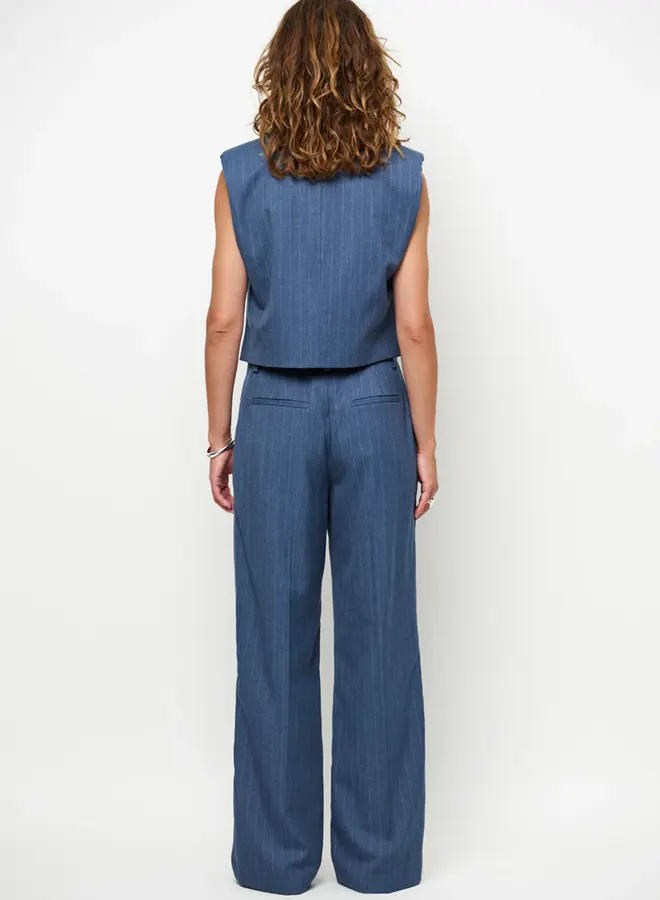 Alain Pinstripe Smart Pants | Steel Blue