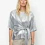 Uxia Metallic Twist Detail Top | Silver