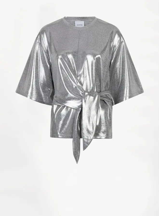 Uxia Metallic Twist Detail Top | Silver