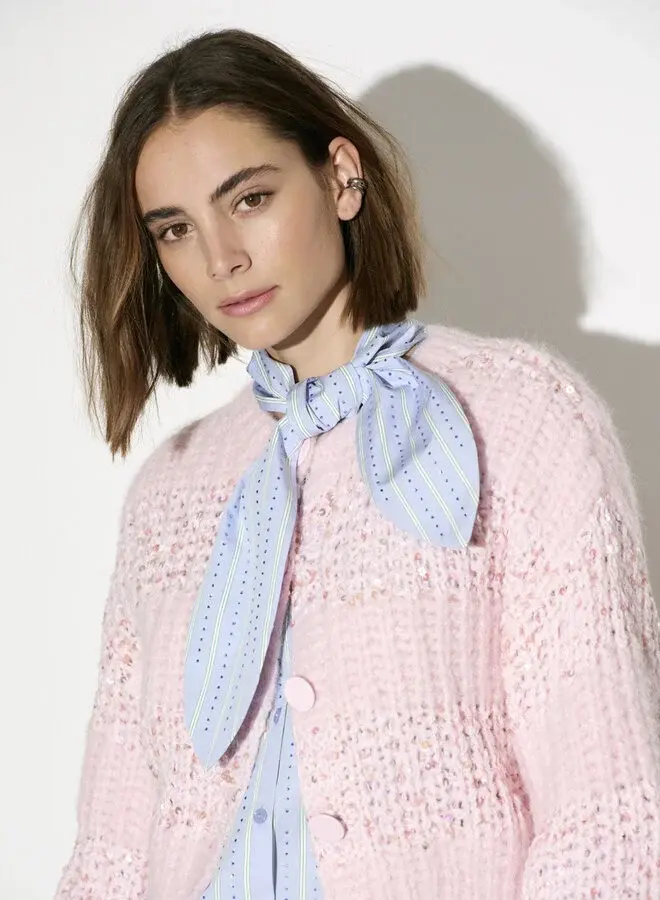 Juna Stripe Cardigan | Rose Quartz