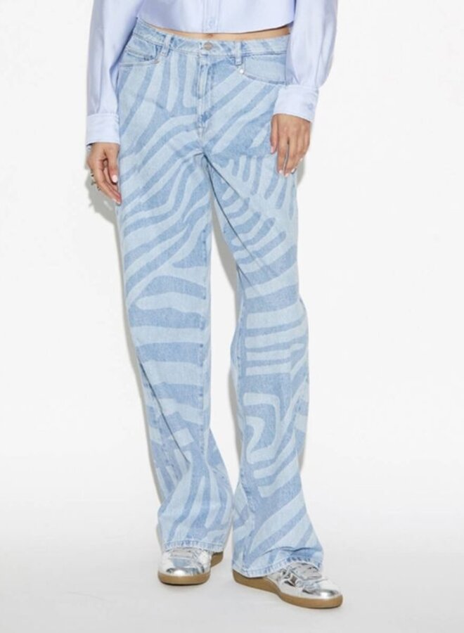 Nuit Wide Leg Printed Jeans | Skywash Blue