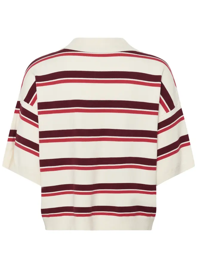 Taia ss polo pullover | Egret/Cabernet/Poinsettia