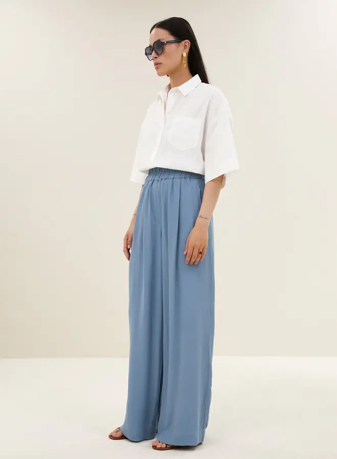 Benji viscose pants | Blue stone