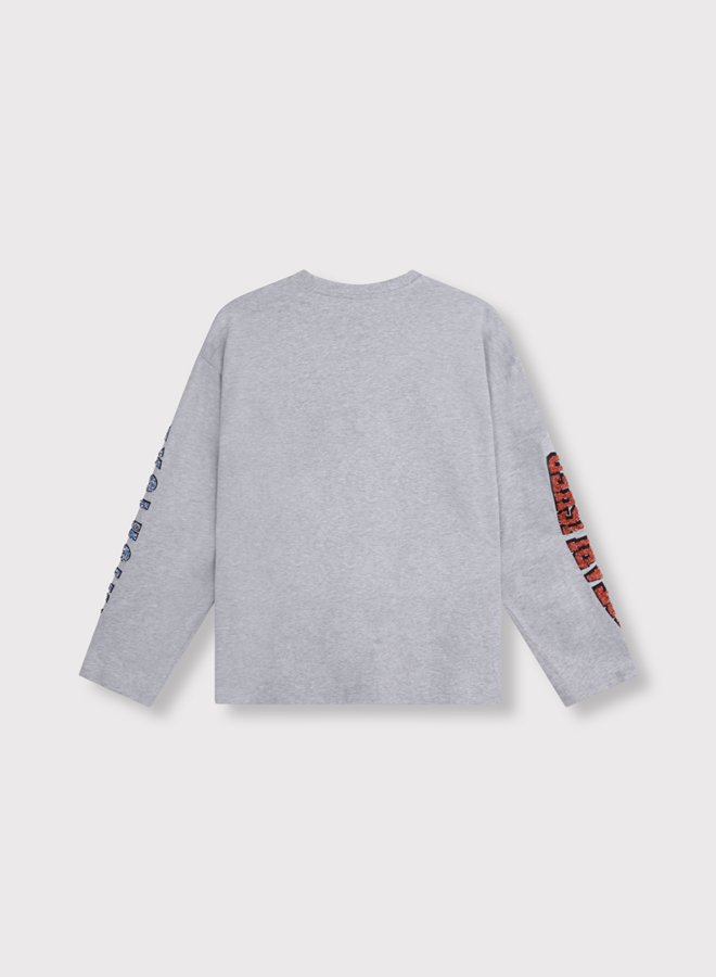 Fancy print longsleeve t-shirt | Light grey melange