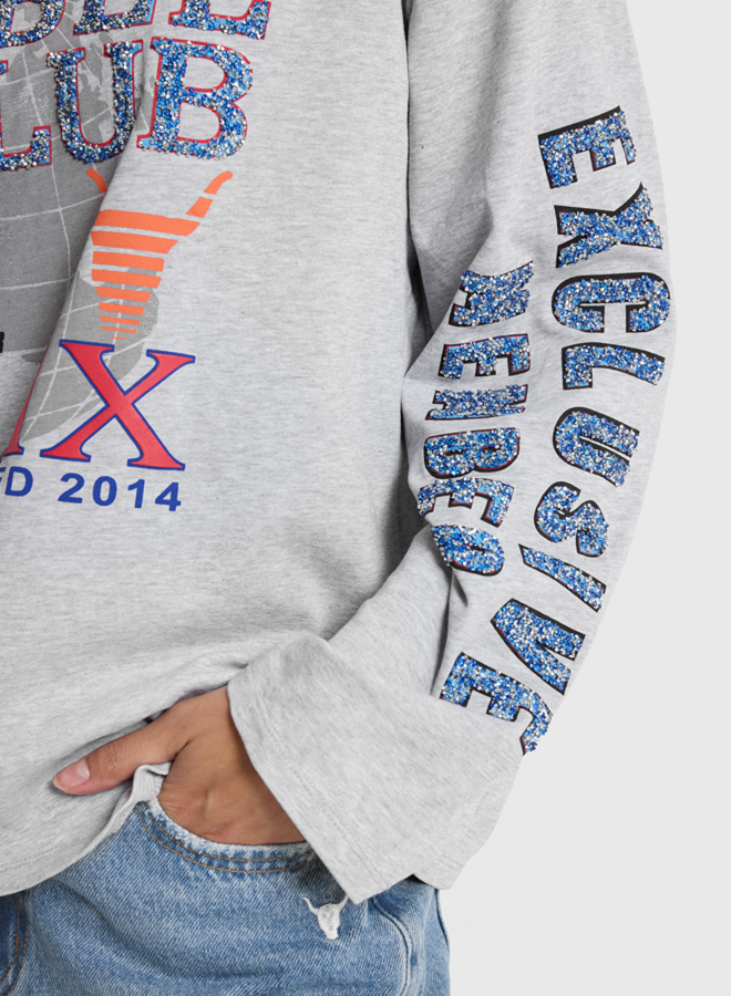 Fancy print longsleeve t-shirt | Light grey melange