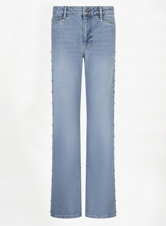 Glam studded bootcut jeans | Light washed blue
