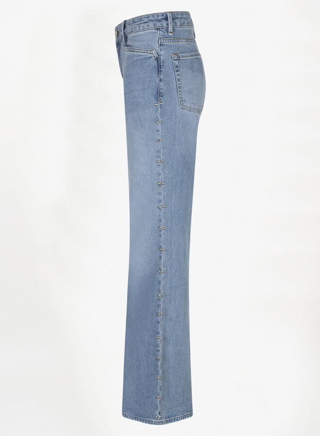 Glam studded bootcut jeans | Light washed blue