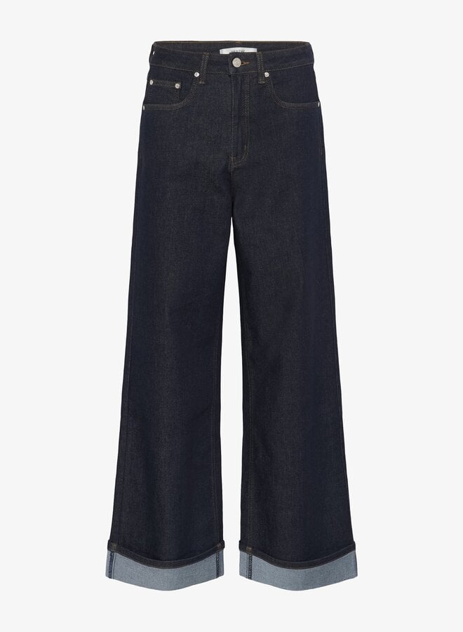 Sara HW wide jeans unwashed | Rinse wash blue denim