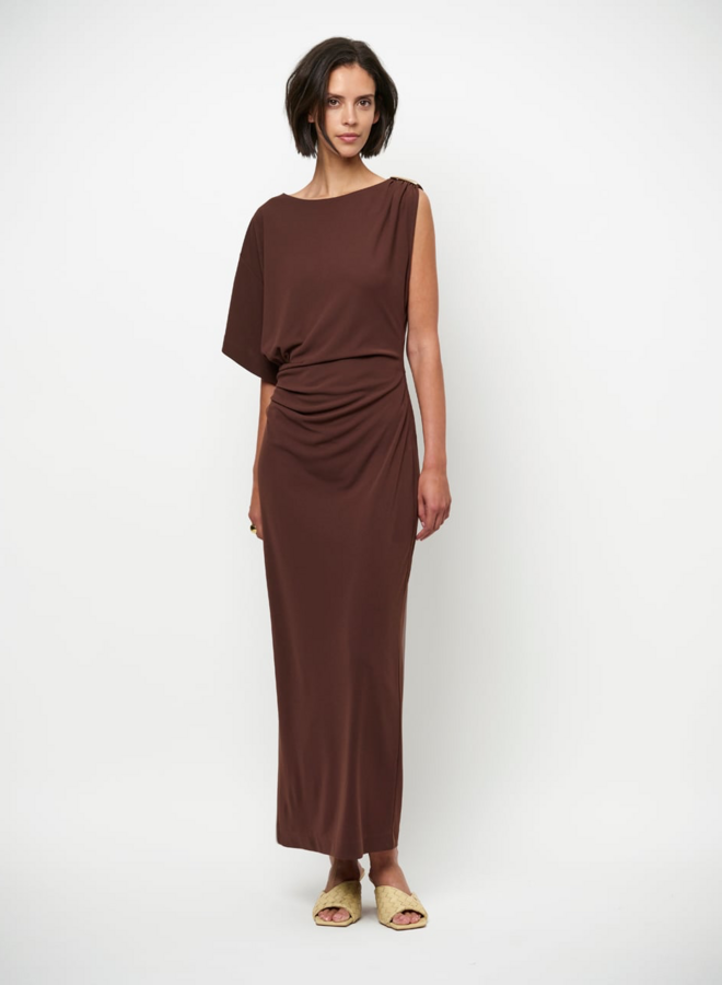 Aliki asymmetrical maxi dress | Chocolate Brown