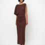 Aliki asymmetrical maxi dress | Chocolate Brown