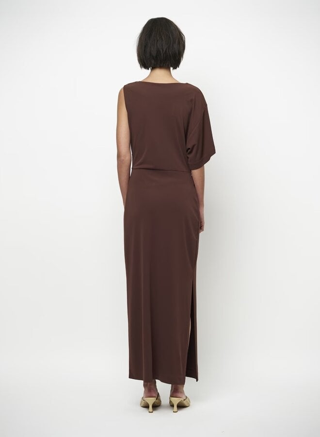 Aliki asymmetrical maxi dress | Chocolate Brown