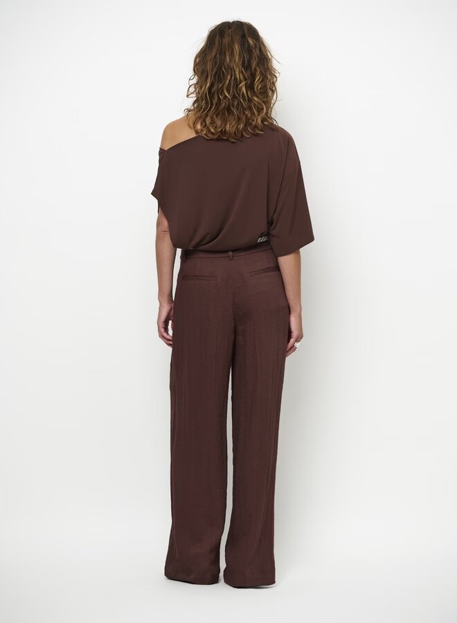 Gou embellished drapey top | Chocolate Brown