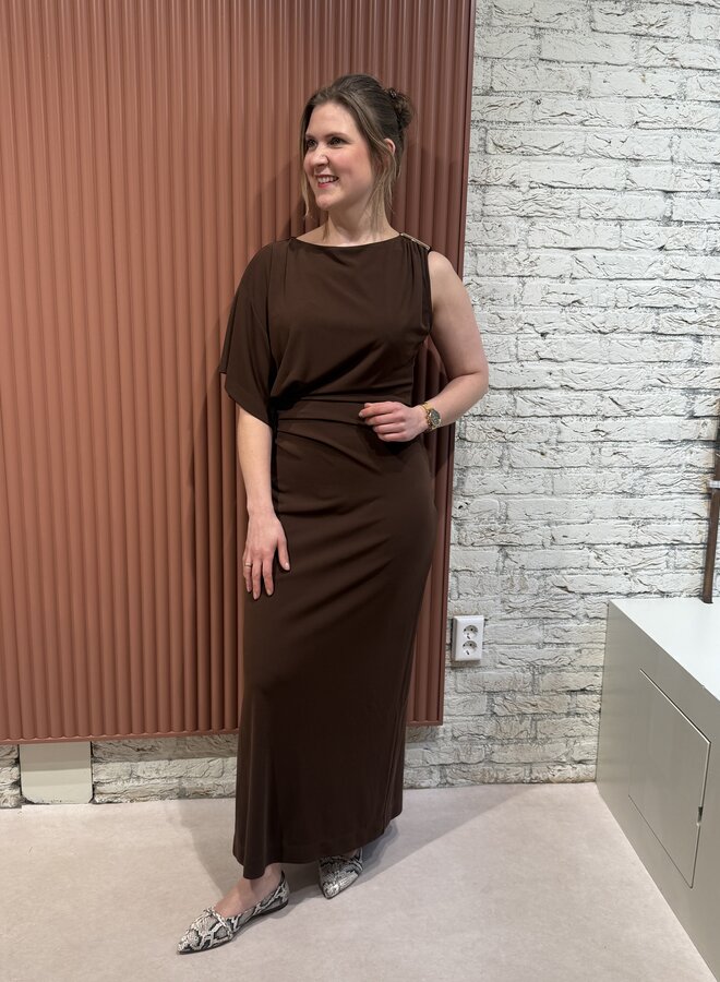 Aliki asymmetrical maxi dress | Chocolate Brown