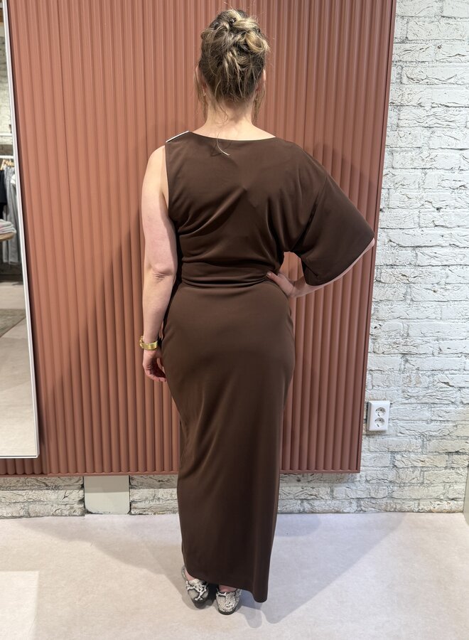Aliki asymmetrical maxi dress | Chocolate Brown