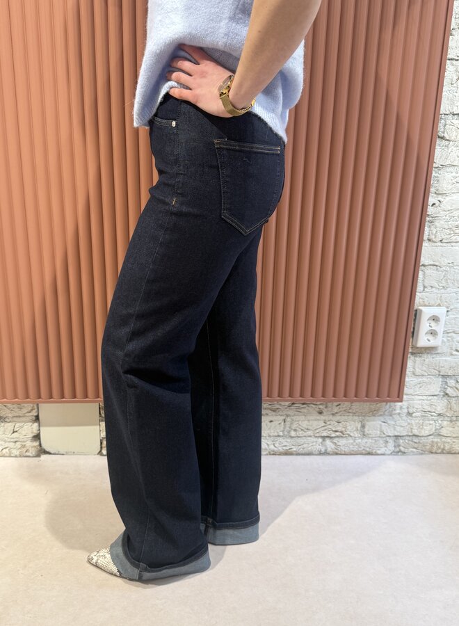 Sara HW wide jeans unwashed | Rinse wash blue denim
