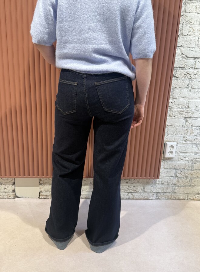 Sara HW wide jeans unwashed | Rinse wash blue denim