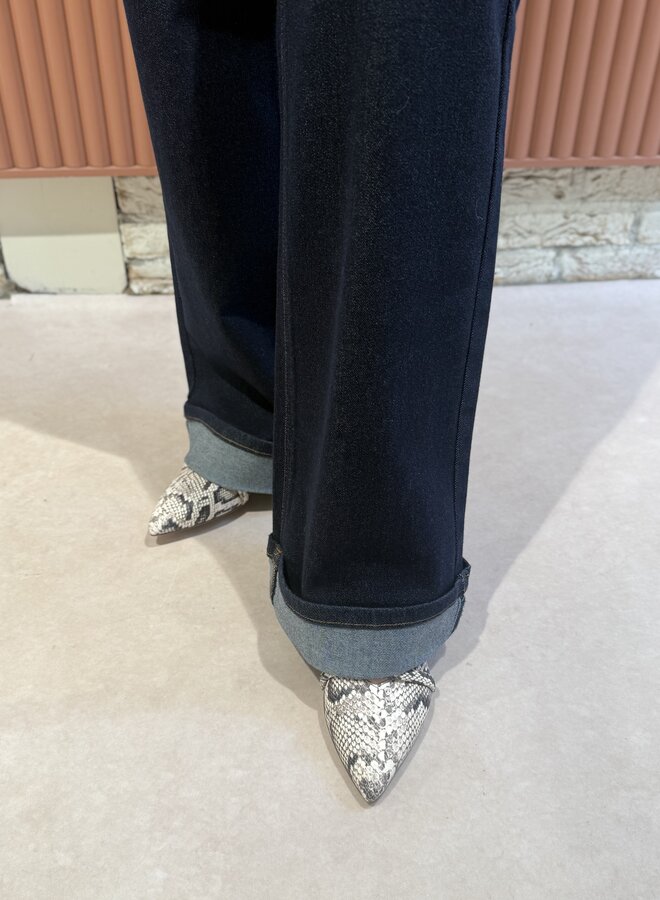 Sara HW wide jeans unwashed | Rinse wash blue denim