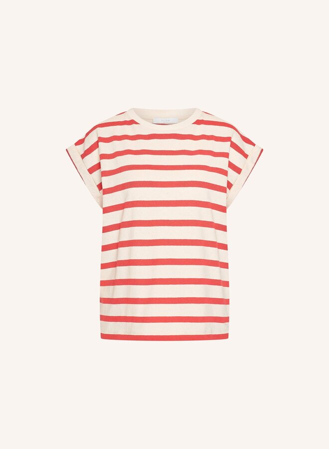 Tobi stripe top | Poppy stripe red