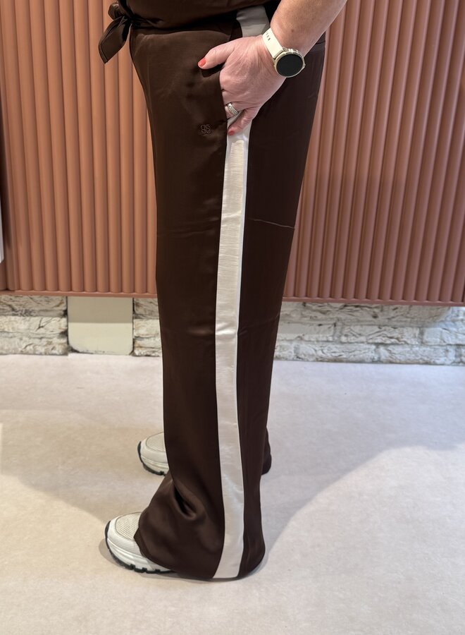 Dare striped satin pants | Chocolate Brown