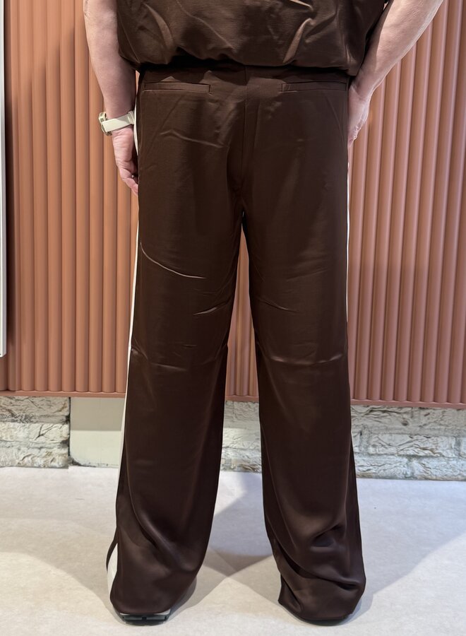 Dare striped satin pants | Chocolate Brown