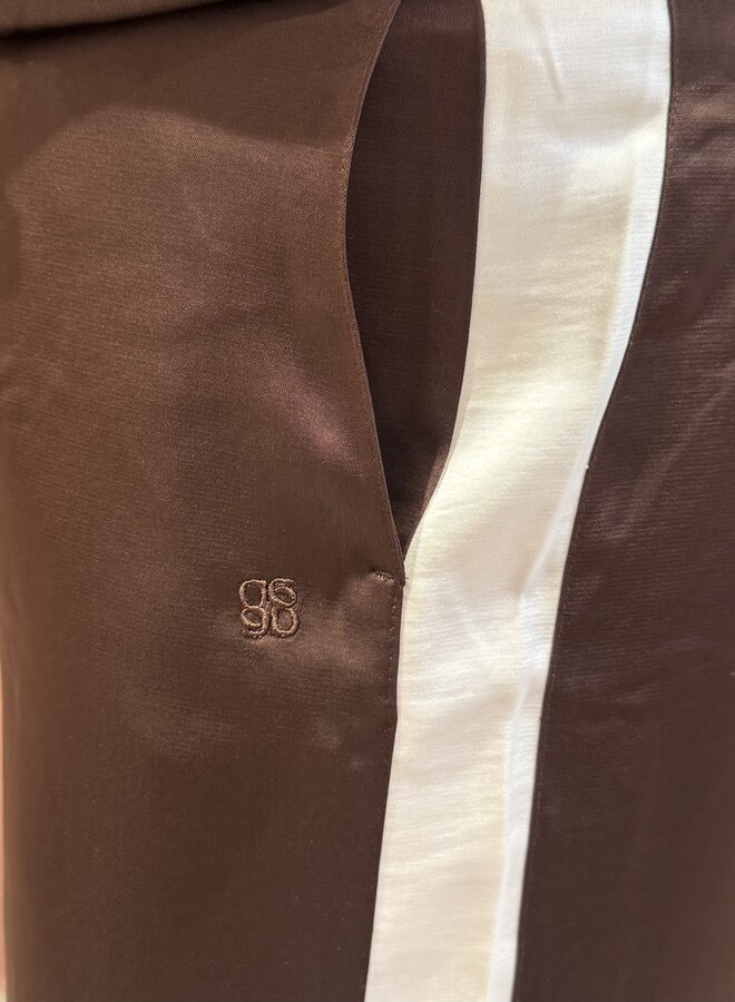 Dare striped satin pants | Chocolate Brown