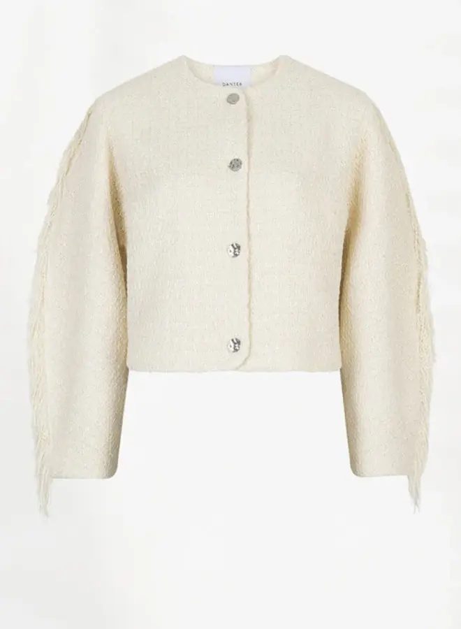 Vale fringe boucle jacket | Butter Cream