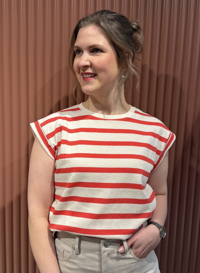Tobi stripe top | Poppy stripe red
