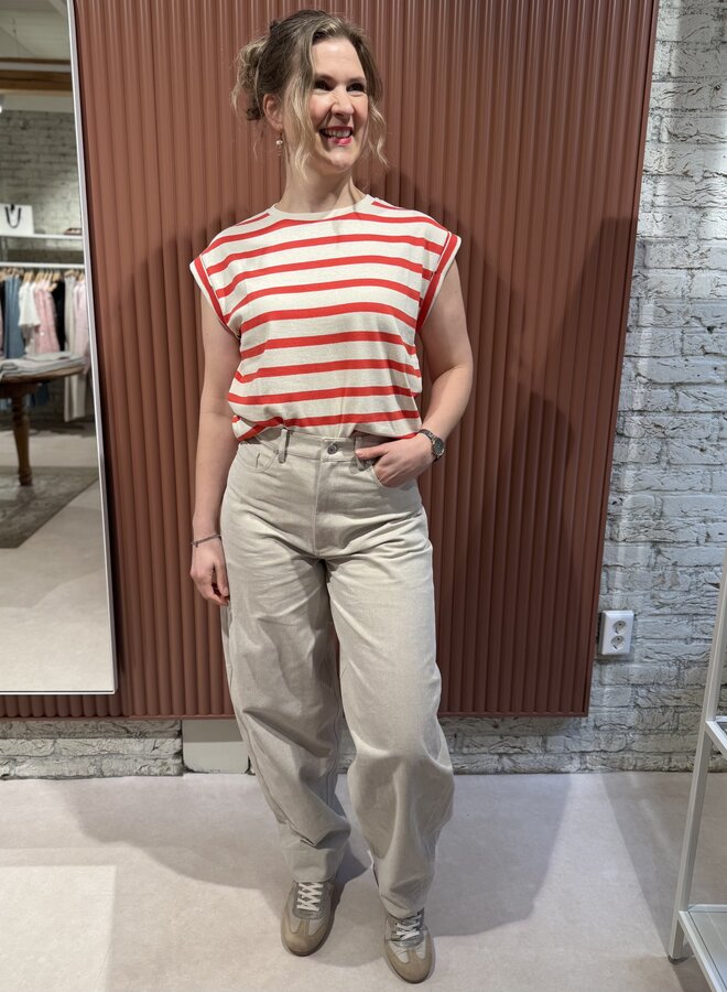 Tobi stripe top | Poppy stripe red