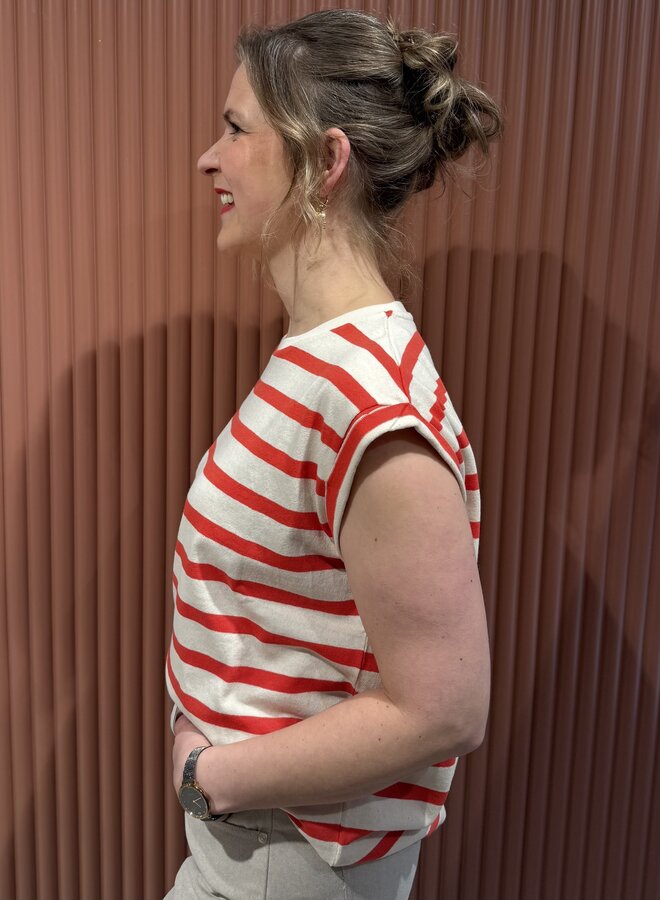 Tobi stripe top | Poppy stripe red