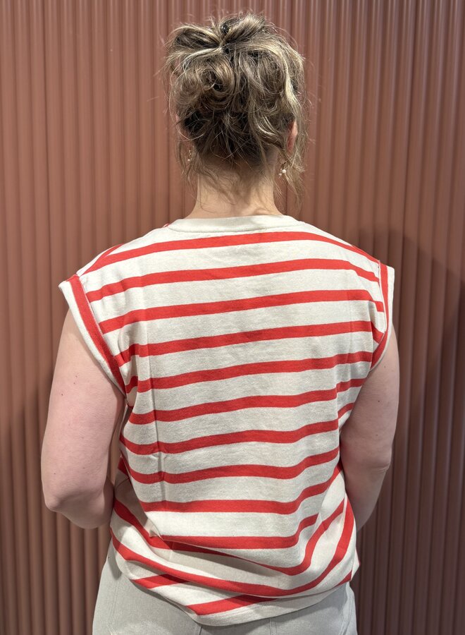 Tobi stripe top | Poppy stripe red