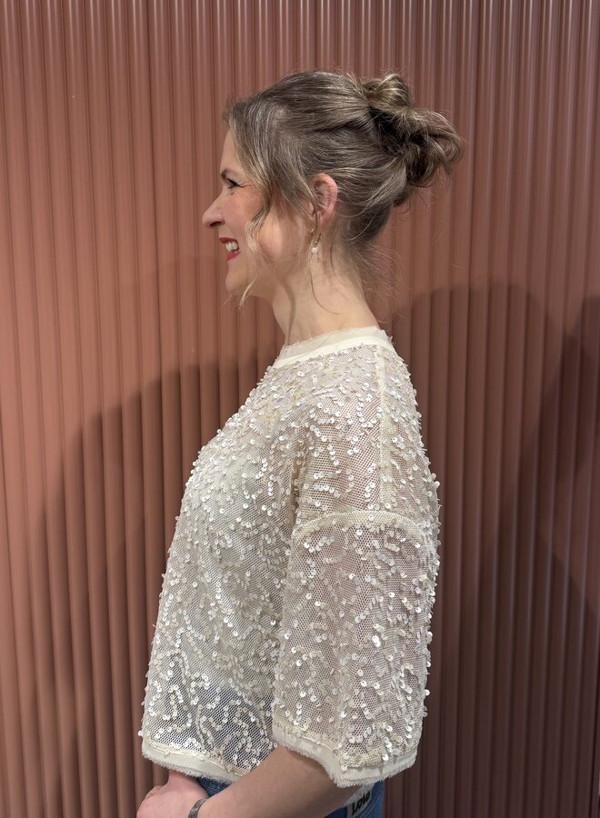 Zaira sequins net top | Butter Cream