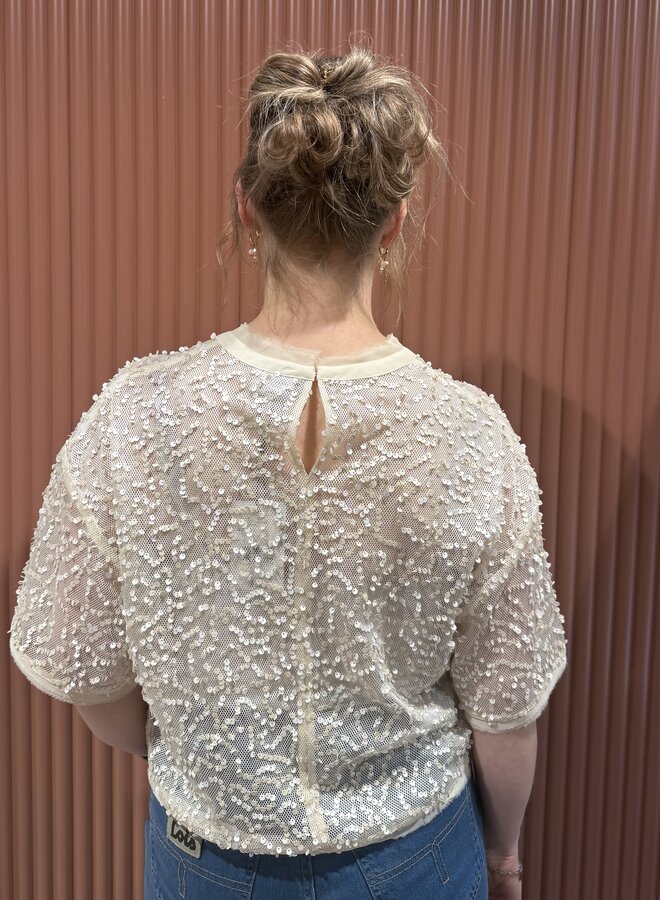 Zaira sequins net top | Butter Cream