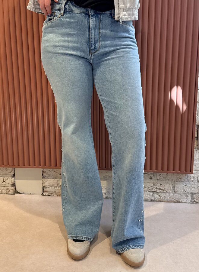 Glam studded bootcut jeans | Light washed blue