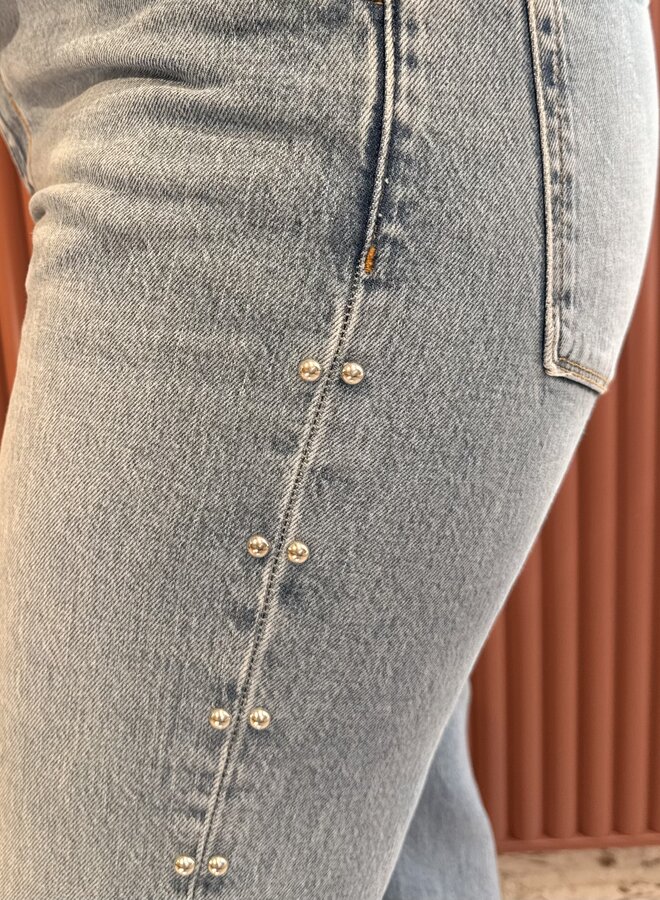 Glam studded bootcut jeans | Light washed blue