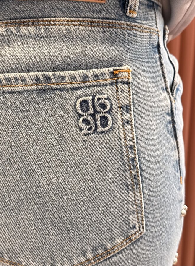 Glam studded bootcut jeans | Light washed blue