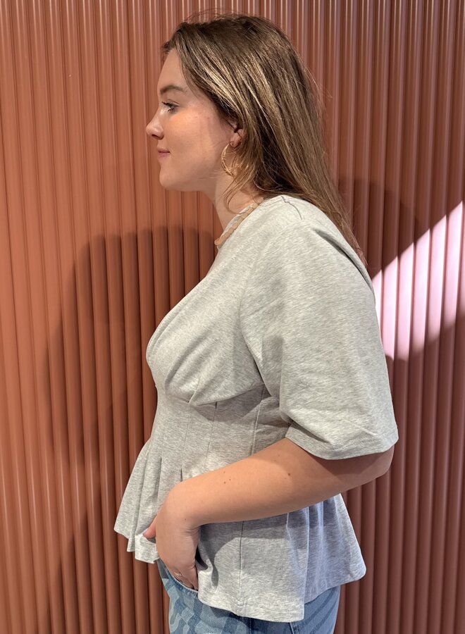 Inez tee | Ultra light grey mélange