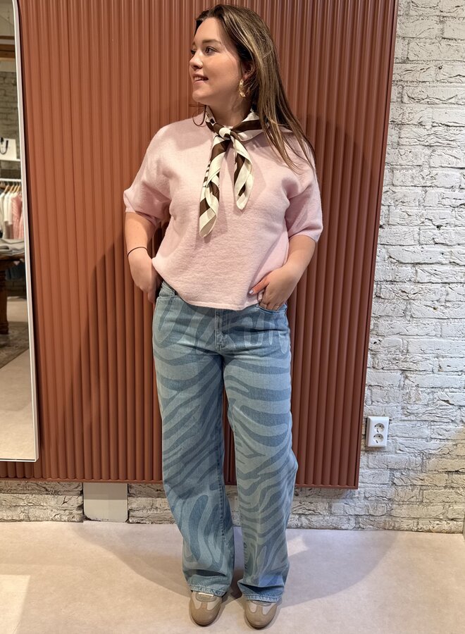 Nuit Wide Leg Printed Jeans | Skywash Blue