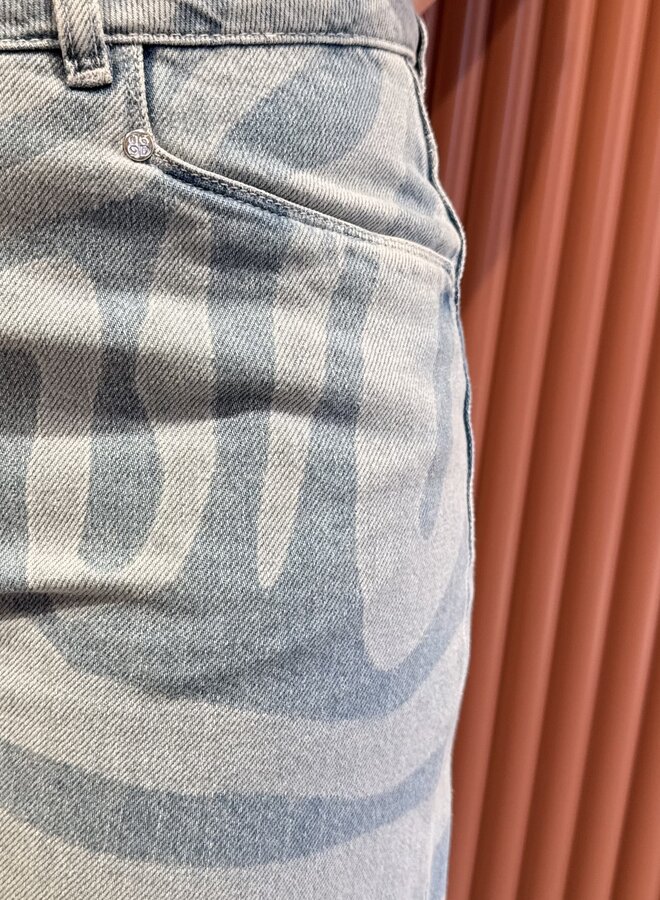 Nuit Wide Leg Printed Jeans | Skywash Blue