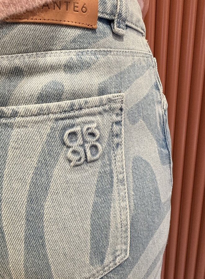 Nuit Wide Leg Printed Jeans | Skywash Blue