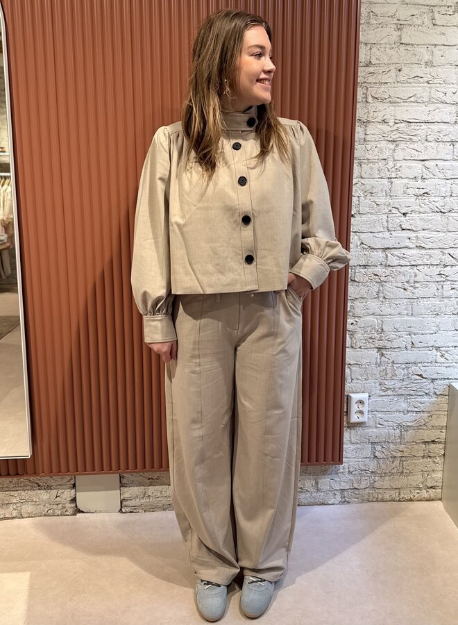 Zoie Cargo Trousers | Light Beige Melange