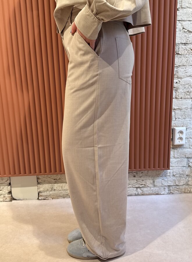Zoie Cargo Trousers | Light Beige Melange