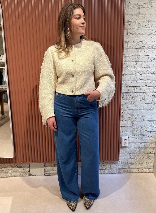 Vale fringe boucle jacket | Butter Cream