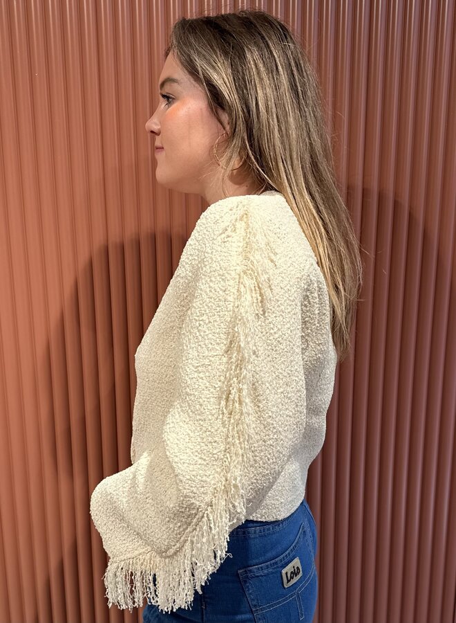 Vale fringe boucle jacket | Butter Cream
