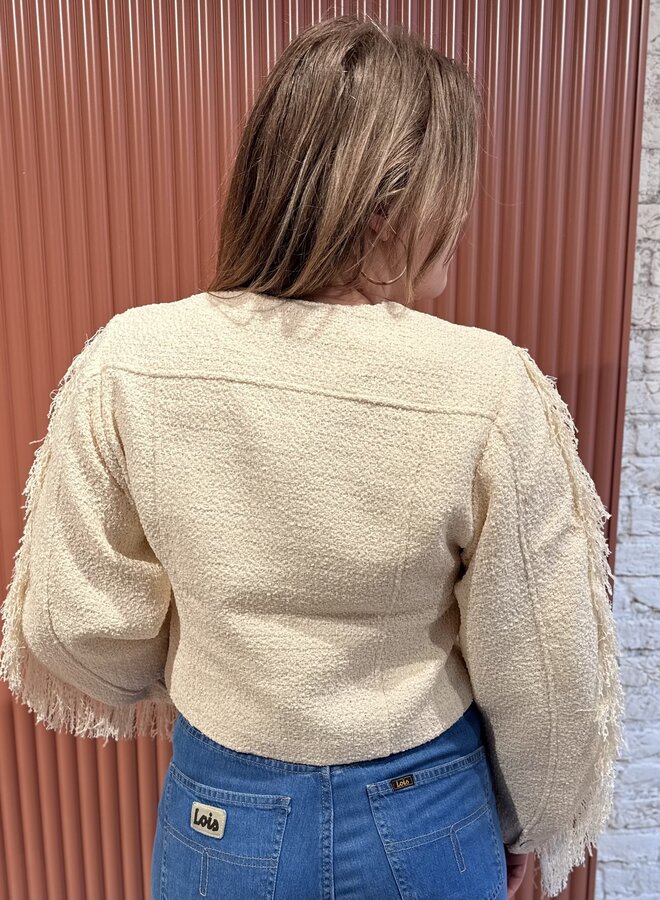 Vale fringe boucle jacket | Butter Cream